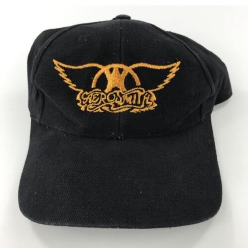 Vintage Aerosmith Concert Black Snapback Hat Nine Lives World Tour